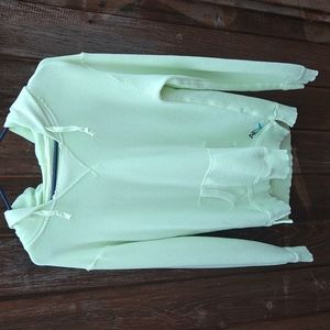 Neon green hoodie.